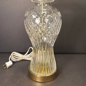 Vintage Mid Century Modern Glass Jar Cut Crystal Lamp Light Hollywood Regency