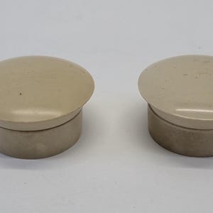 Pair Antique Art Deco Small French Ivory Celluloid Rouge Pot Trinket Pill Box Vanity Container Collectible