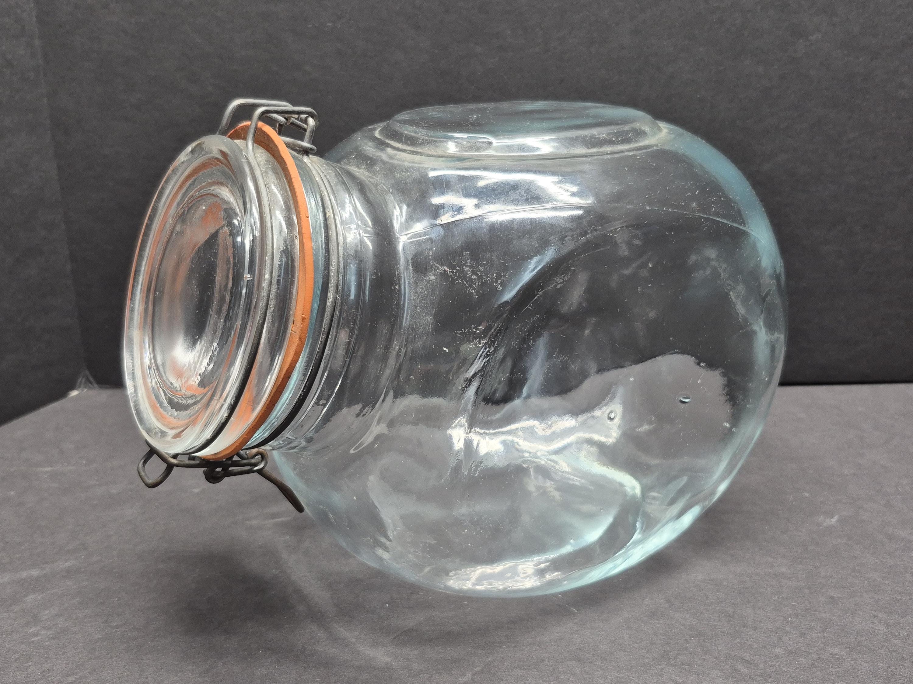 1870年代ヴィンテージ オパールセントガラス キャニスター　ノースウッド社 Oval Glass Canister - Etsy