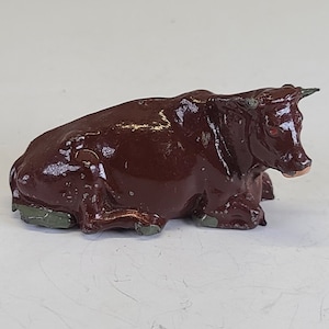 Vintage Antique Lead Toy Figurine Metal Britains England Farm Barn Animal Cow Country Miniature Figure Collectible Home Accent Decor