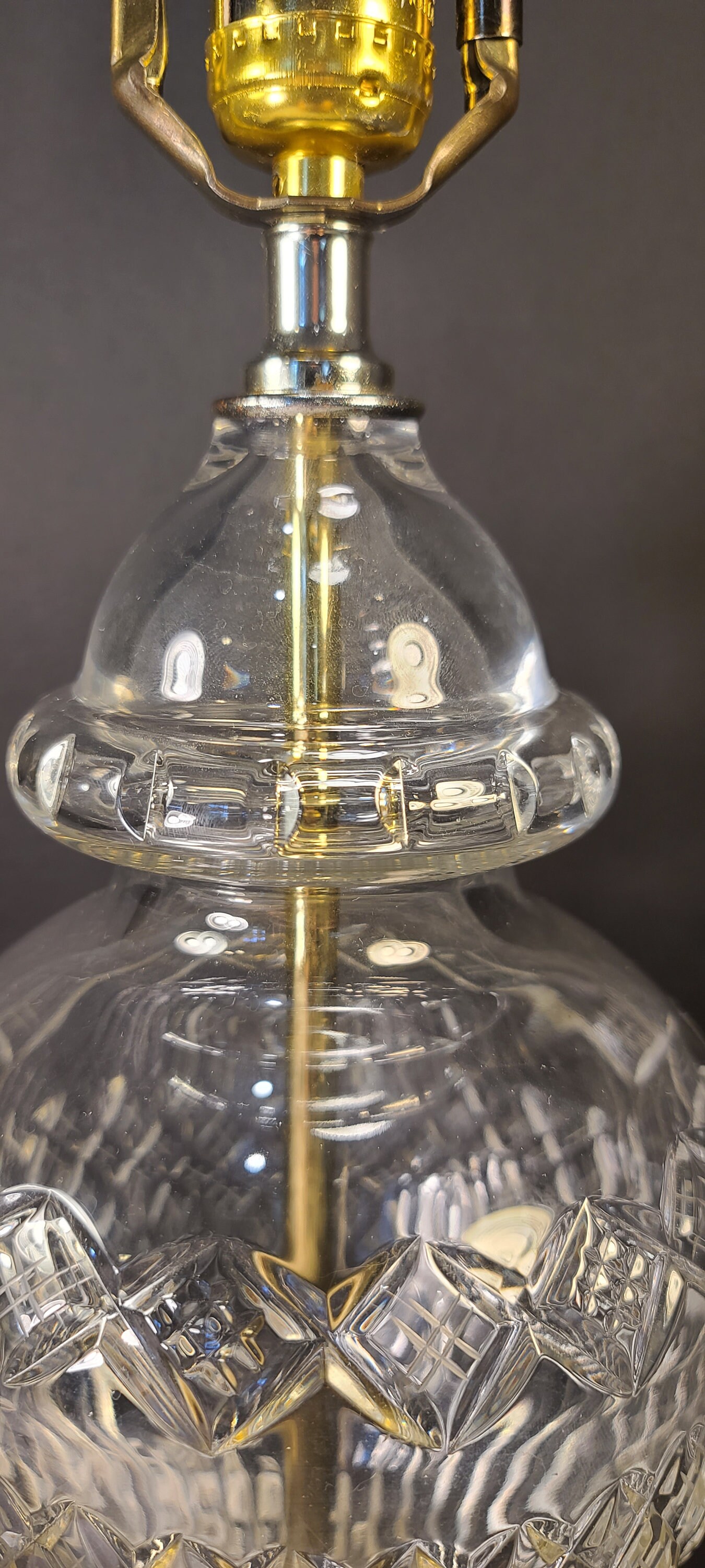 Vintage Mid Century Modern Glass Jar Cut Crystal Lamp Light Hollywood