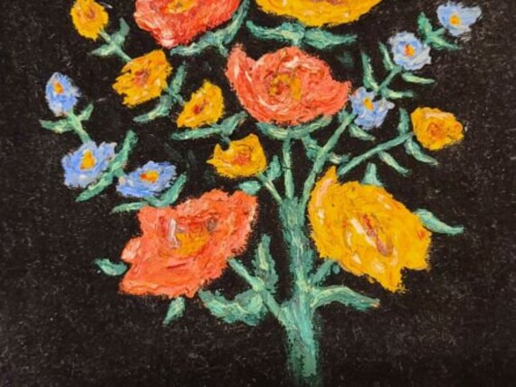 絵画 oil painting on black velvet ( flowers ) Flower Painting Oil Painting on Black Velvet - Etsy Sweden