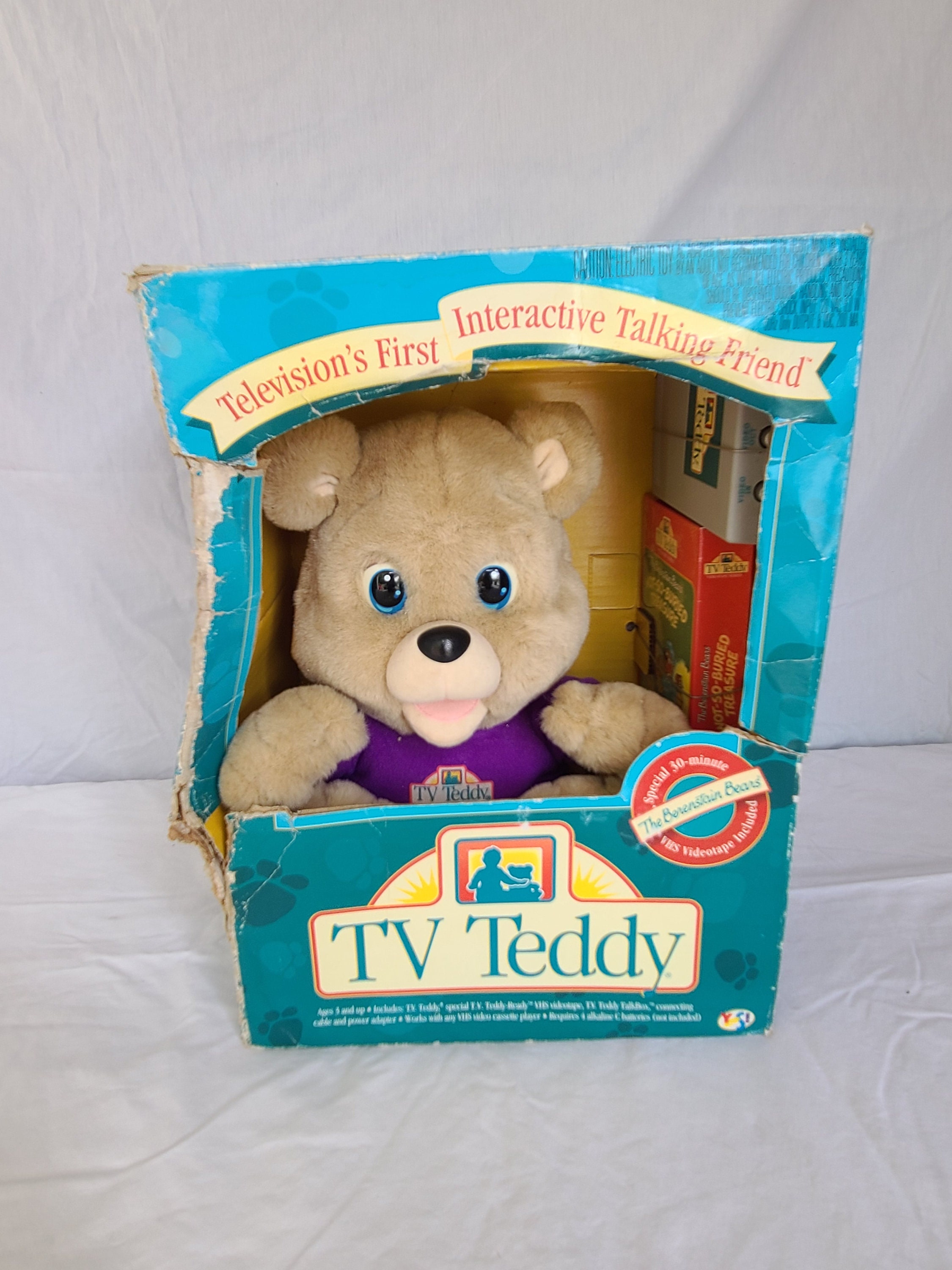 1993 TV Teddy Bear Television First Interactive Talking Vintage