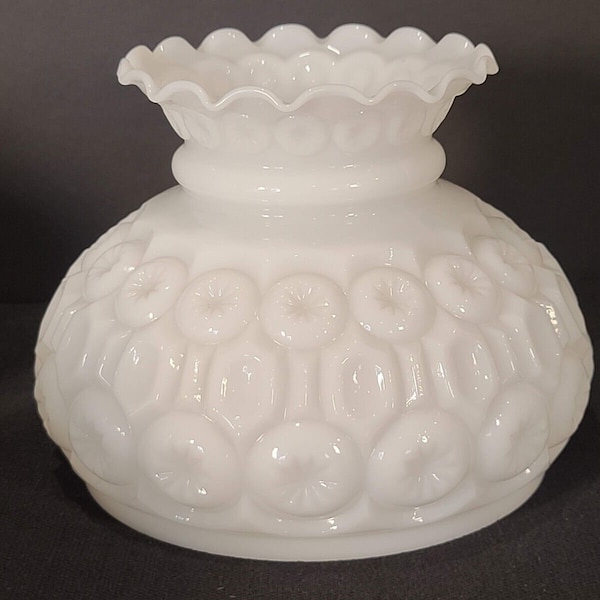 Vintage Milk Glass Ruffled GWTW Light Lamp Fixture Shade Globe 8" Hurricane Texture 8" Replacement Lighting Home Decor Gone with the Wind