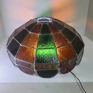 Vintage Stained Glass Ceiling Light Lamp Fixture Globe Pendant Shade Swag 18&quot; Home Accent Lighting Replacement Decor