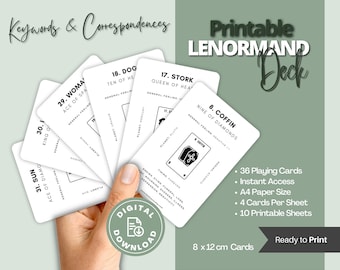 Mazzo Lenormand / Parole chiave e corrispondenze Lenormand / Mazzo di addestramento Lenormand / Cartomanzia