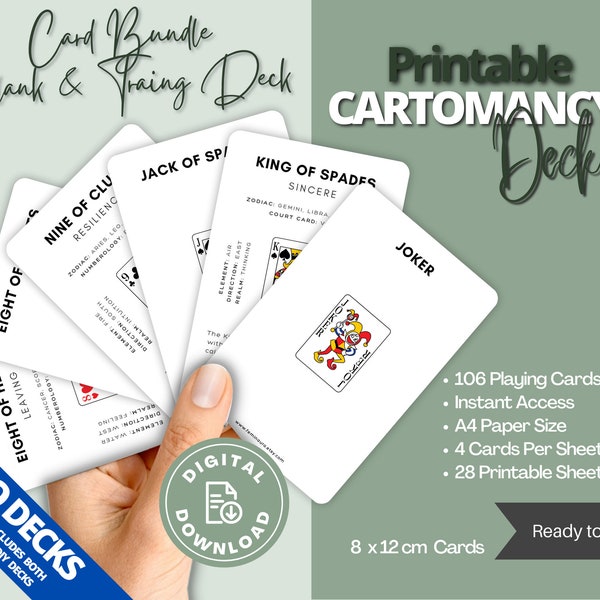 Cartomancy Deck Bundle | Training & DIY Decks | Fortune Telling Cards | Playing Cards | Guidance Cards