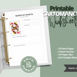 Werkbladpagina's Cartomancy | Afdrukbare cartomancy-map | Cartomancy-journaling | DIY-referentiemap: