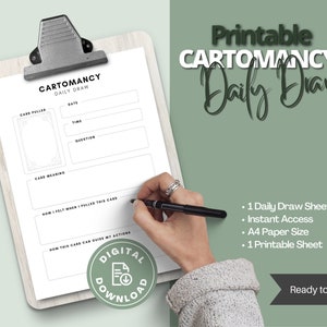 Cartomancy dagelijkse trekkingsblad | Afdrukbare Cartomancy-bindmiddel | Cartomancy Journaling | Cartomancy-planner
