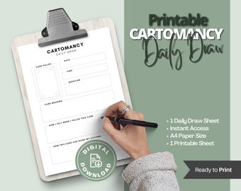 Cartomancy Daily Draw Sheet | Printable Cartomancy Binder | Cartomancy Journaling | Cartomancy Planner