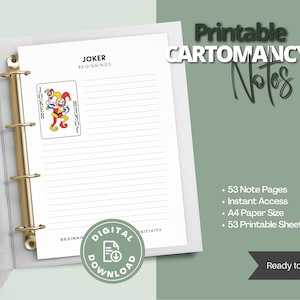 Pages de notes de cartomancie | Classeur de cartomancie imprimable | Journalisation de cartomancie | Classeur de référence DIY