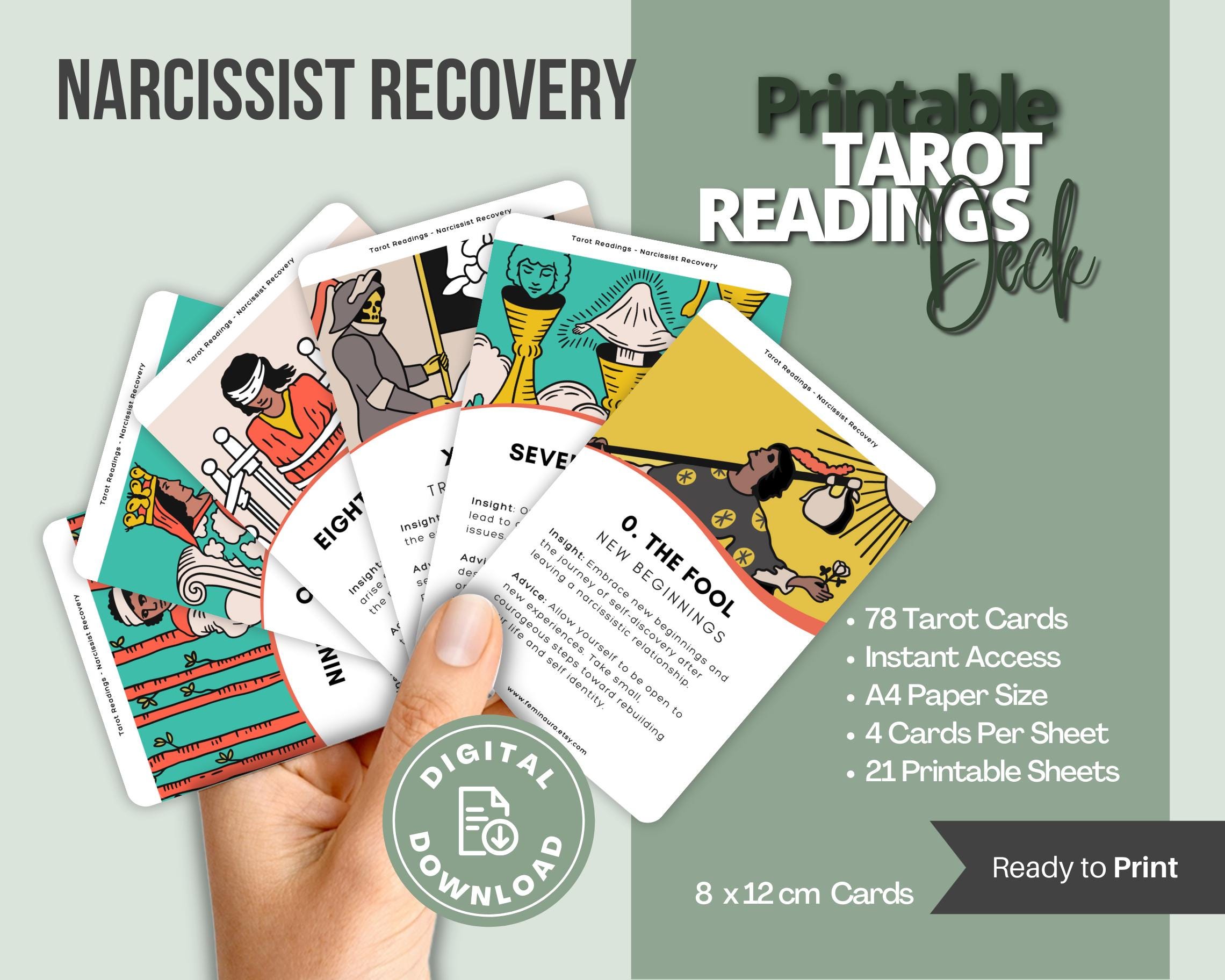 Narcissist Recovery Themed Tarot Deck | Narcissist Recovery