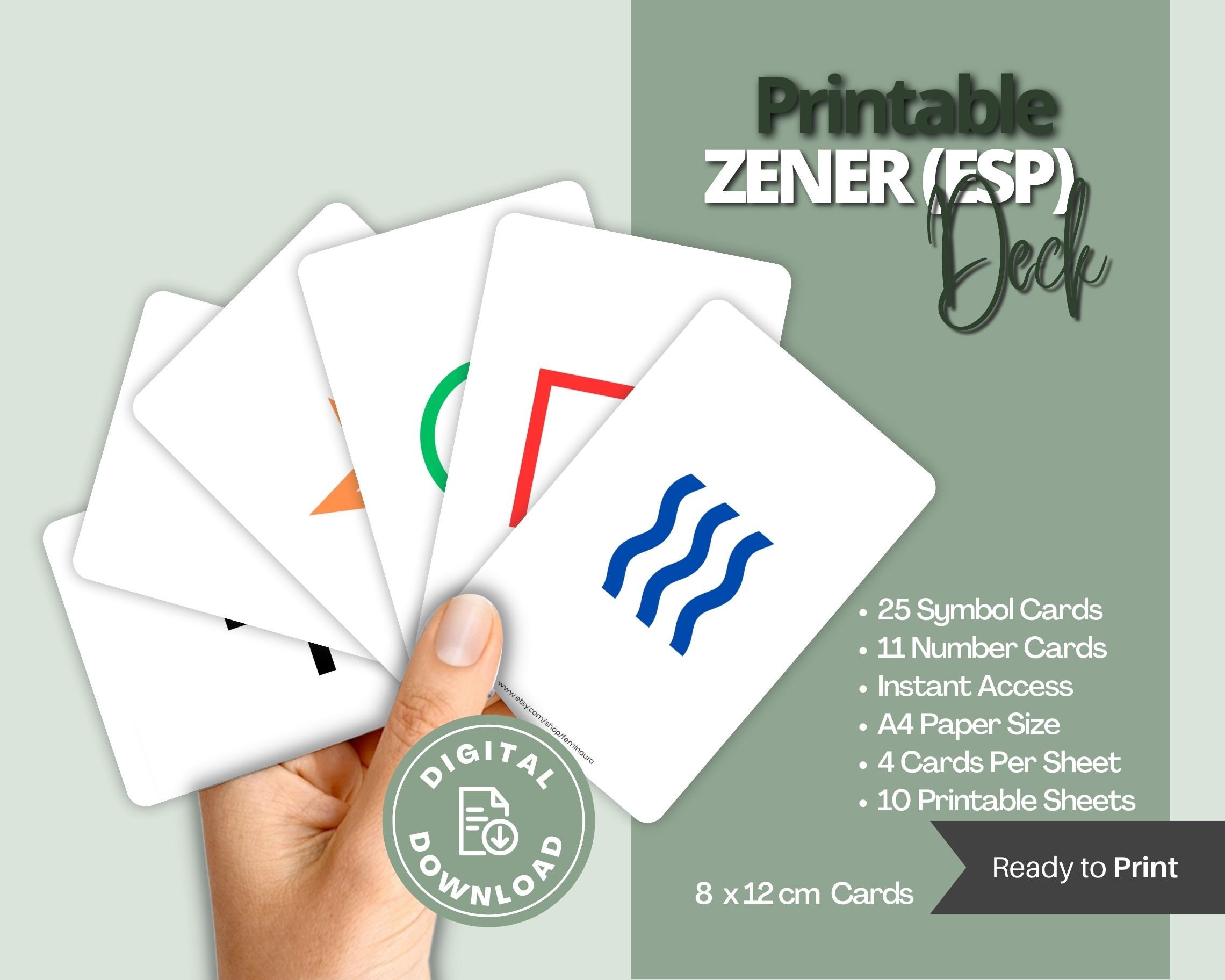Zener (ESP) Cards | DIY Training Deck | ESP Cards | Psychic Training ...