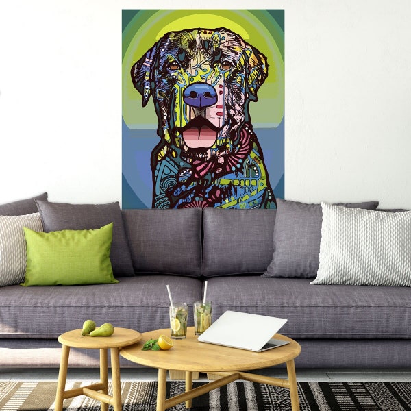 Vinyl Wall Decal; Indelible Lab Dog Dean Russo, Retro Inspired Art for Dog Lovers. Vibrant Colors to Brighten Home or Office