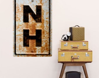 New Hampshire NH State Abbreviation Rusted Wall Decal