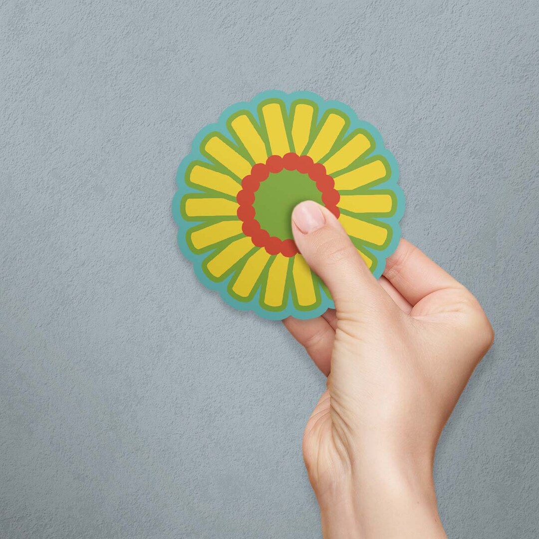 Retro Daisy Vinyl Sticker, Flower Power Die Cut Sticker, Hippy Style ...