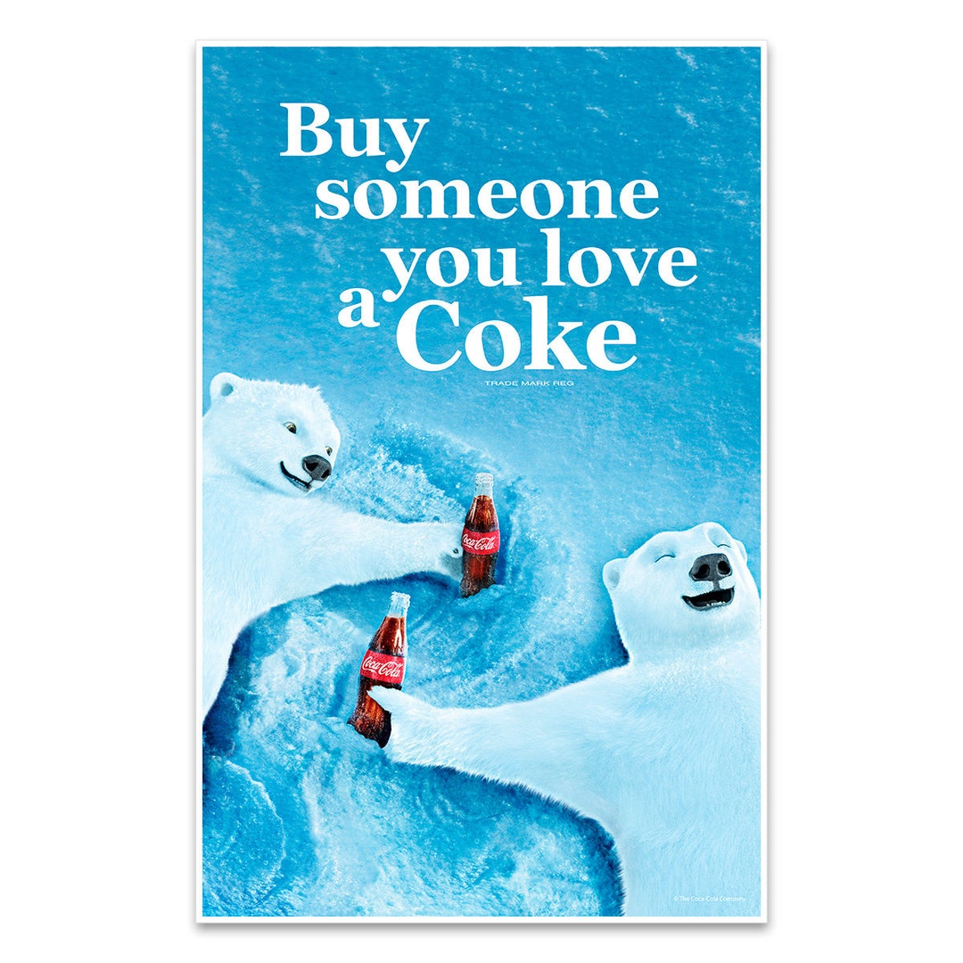 Coca-cola 11 X 17 Print: Coke Polar Bears Snow Angel , Officially
