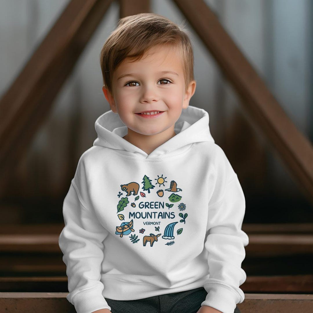 Vermont Woodsy Doodles Icons Toddler Hoodie, Unisex, 2T-5/6