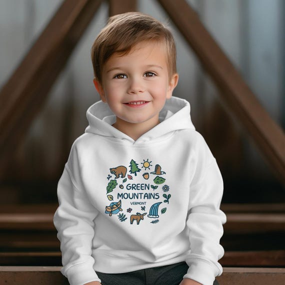 Vermont Woodsy Doodles Icons Toddler Hoodie, Unisex, 2T-5/6