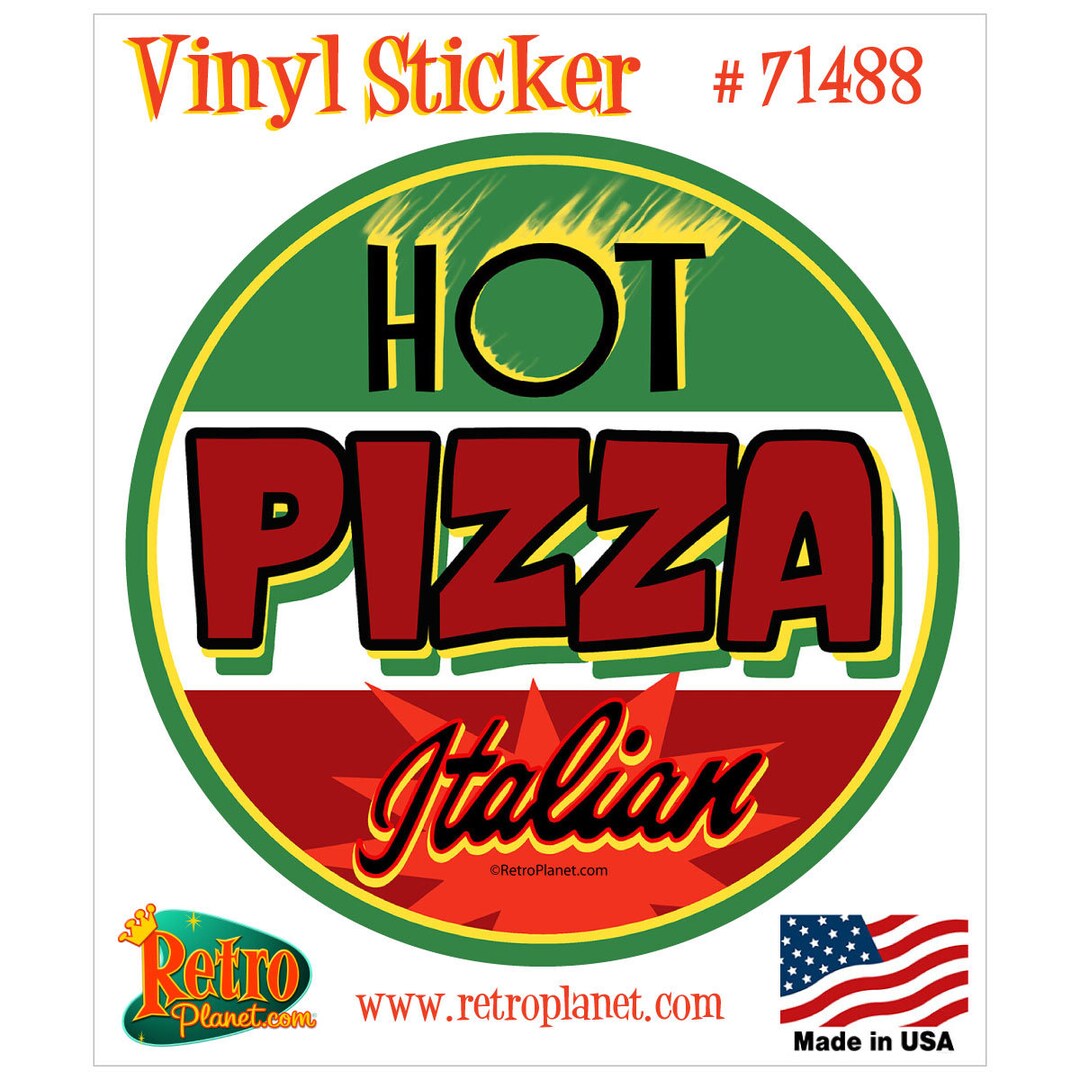 Hot Pasta Sticker Vinyl Sticker Hot Italian Pizza, Round Restaurant Waterproof Vinyl ...