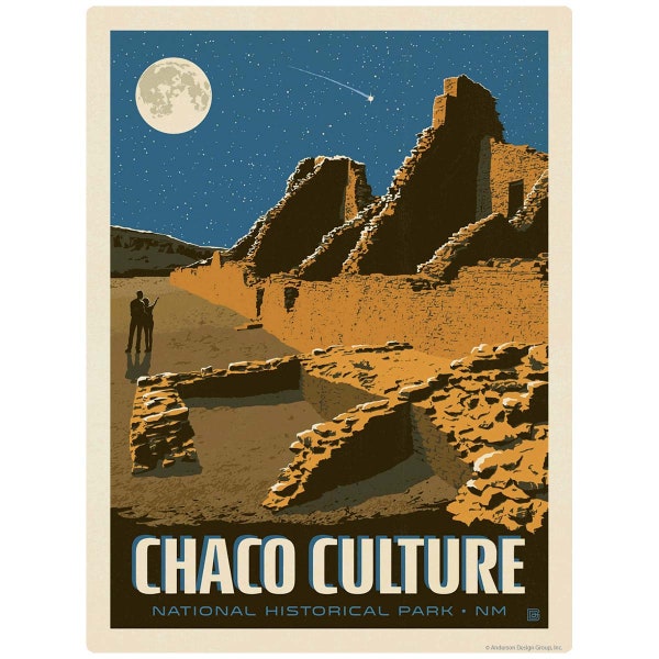 Chaco Culture National Park New Mexico Vinyl Sticker–Laptop Decal–Bumper Sticker–Car Decal–Vintage Style–US Travel Sticker–Souvenir Sticker