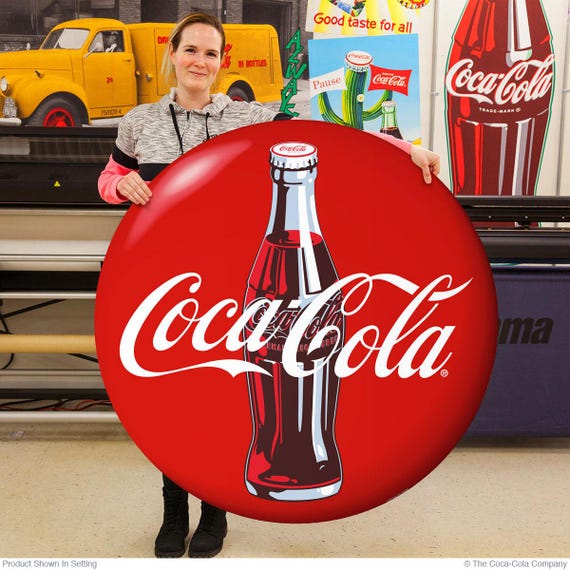 Coca-cola Bottle Red Disc Wall Decal, Button Style, Officially