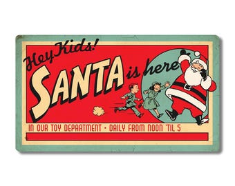Hey Kids Santa Is Here Christmas Wall Decal, Matte Vinyl, Kitchen Wall Decor