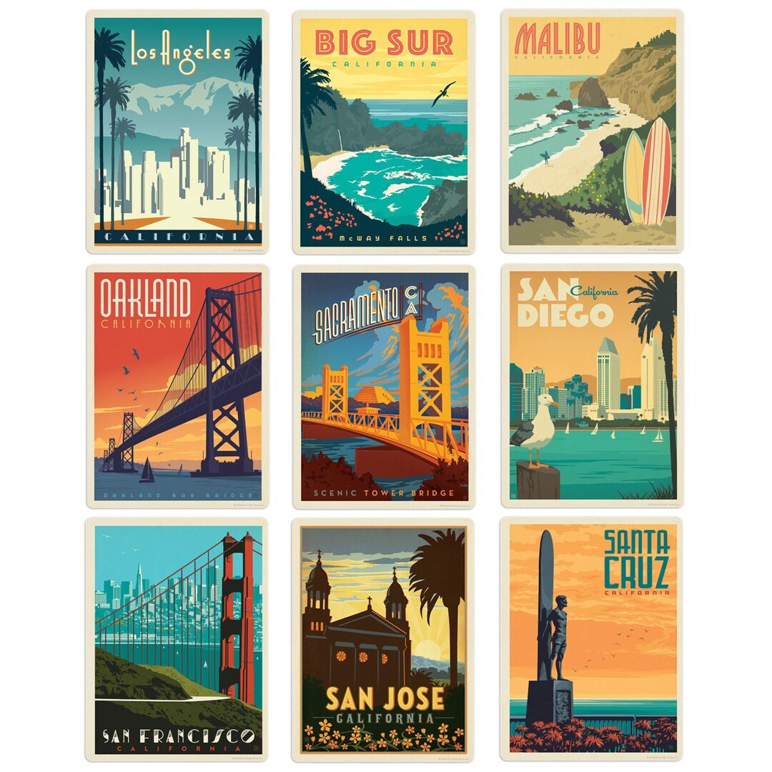 Sticker Bundle, California Cities Vinyl Sticker Set of 9, Bumper ...