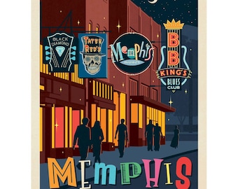 Bumper Sticker: Memphis Tennessee Beale Street Vinyl Sticker–Laptop Decal–Car Window Decal–Vintage Style–Luggage Sticker–Travel Decal