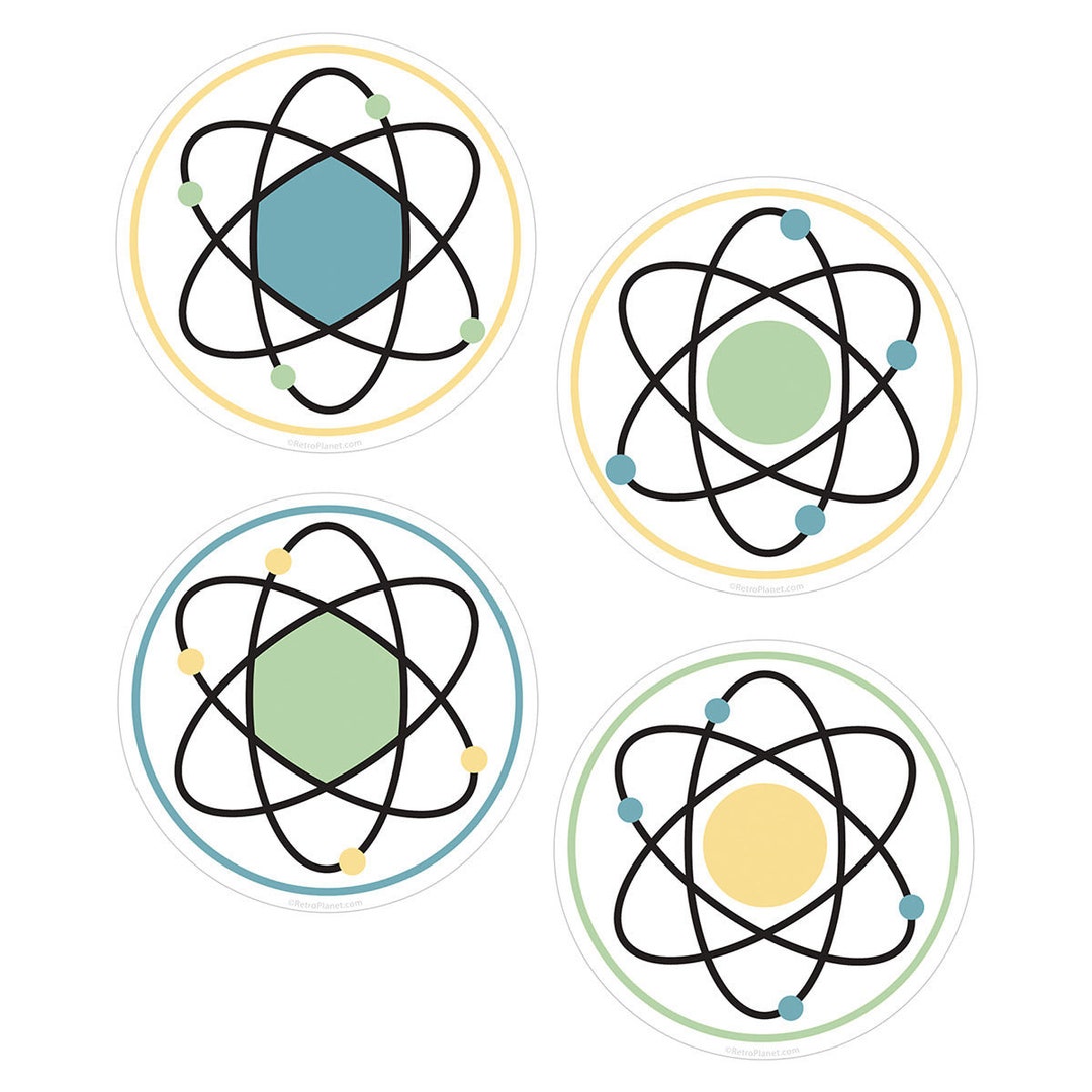 Atomic Symbol Sticker Set, 4 Mid Century Modern Vinyl Decals - Etsy
