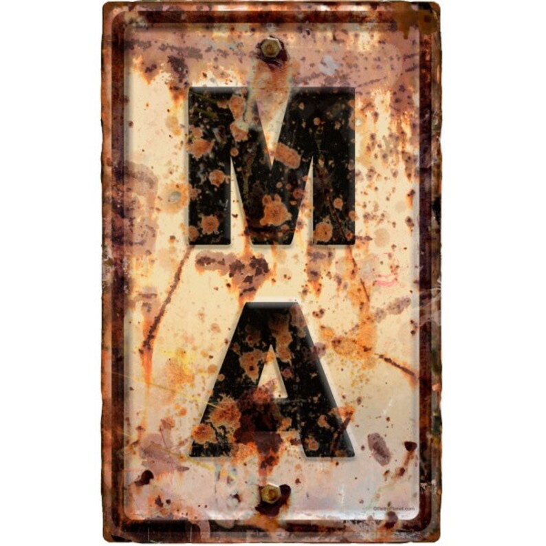Massachusetts MA State Abbreviation Weathered Wall Decal Etsy