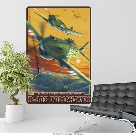 P 40b Tomahawk Wwii Pearl Harbor Wall Decal Etsy