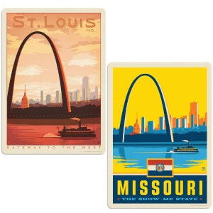 Sticker Set; St. Louis Missouri Arch, Set of 2, Waterproof Bumper Sticker For Suitcase, Laptop, Water Bottle, Notebook and More!