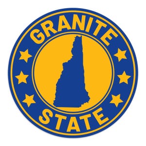Vinyl Sticker, New Hampshire Granite State Circle & Stars Die Cut Sticker, For Scrapbooking, Bumper, Window, Water Bottle, Crafts and Gifts