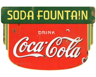 Coca-Cola Vinyl Wall Decal, Soda Fountain, Vintage Kitchen Decor