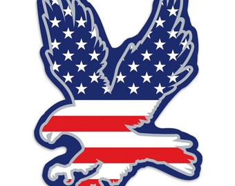 Eagle USA Flag Patriotic Large Die Cut Window Sticker, Patriotic Vinyl Decal for Cars, Windows, Laptops and More