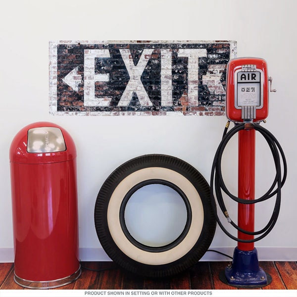 Exit Sign Painted Brick Look Wall Decal