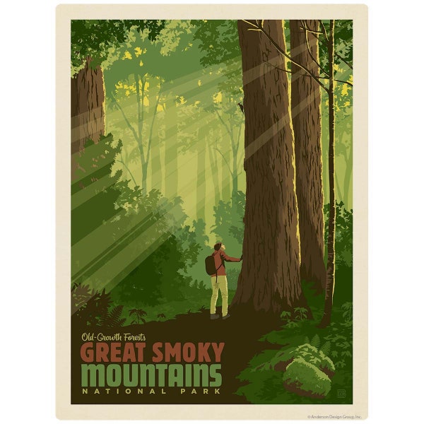 Old-Growth Forests Decal Smoky Mtns National Park–Vinyl Decal–Peel and Stick Decal–Self Stick Decal–Removable Graphic–Vintage Style