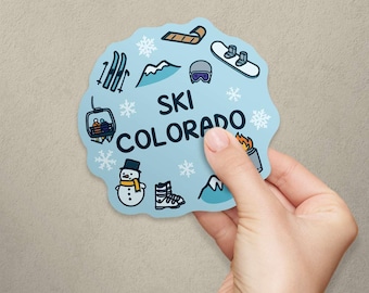 Vermont Ski Doodles Die-Cut Vinyl Bumper Sticker