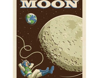 Calcomanía de viaje espacial a la Luna, gráfico de viaje espacial autoadhesivo
