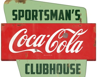 Coca-Cola Wall Decal, Sportsman's Clubhouse, Vintage Style Cabin or Kitchen Decor, Googie Look
