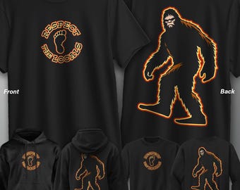 Camiseta, sudadera o sudadera con capucha juvenil "Respeta a los locales" de Bigfoot, tallas XS-XL, camiseta de Sasquatch.