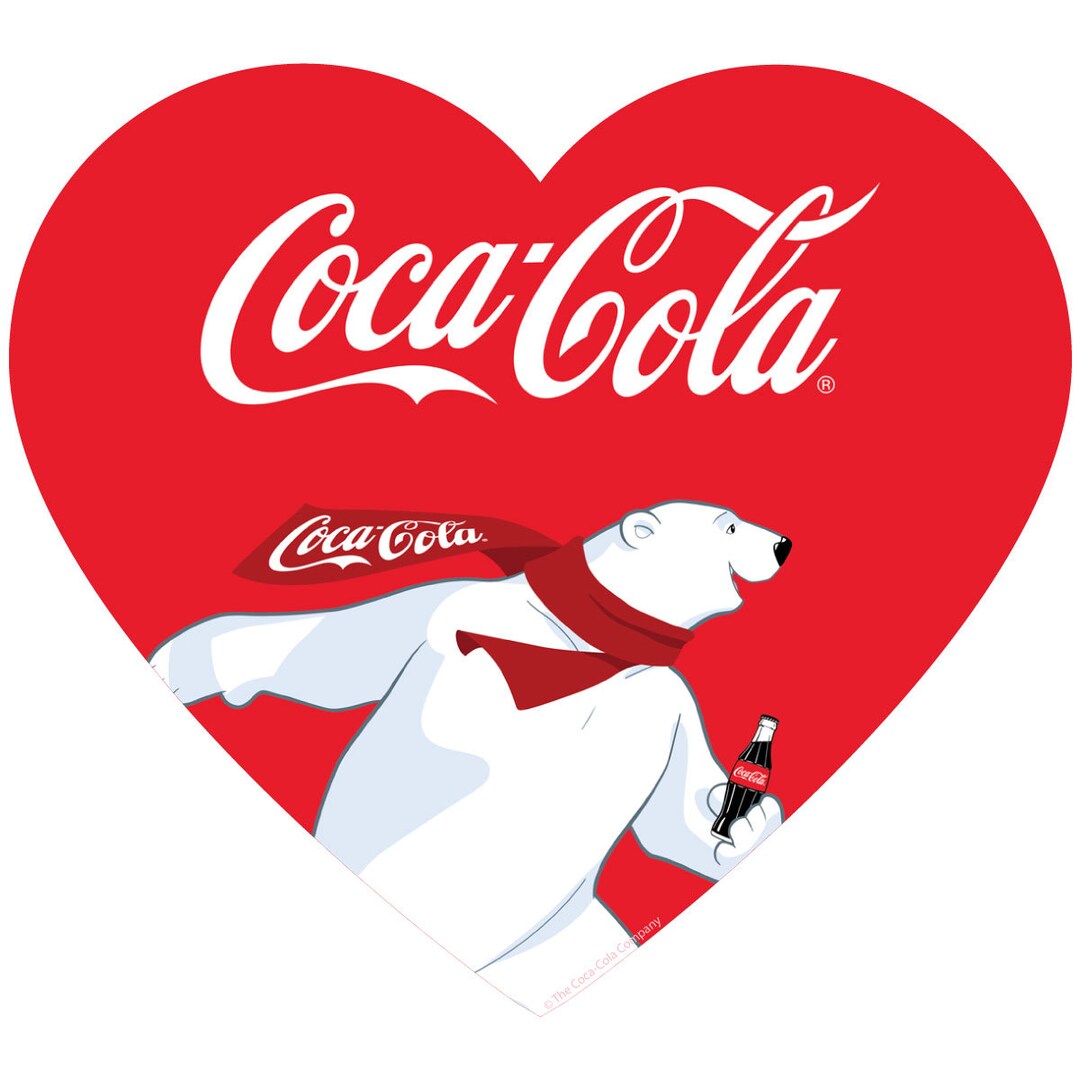Cocacola Polar Bear With Coke Bottle Heart Vinyl Sticker Etsy