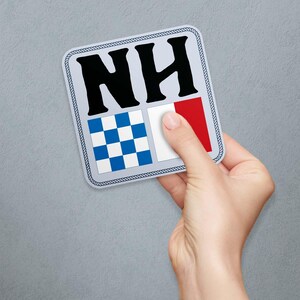 Vinyl Sticker; New Hampshire Nautical Flag State Abbreviation, NH Sticker, For Boats, Cars, Trucks, Laptops, Water Bottles, Coolers and More