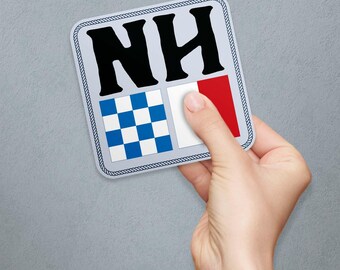 New Hampshire Nautical Flag Vinyl Sticker, NH Travel Decal