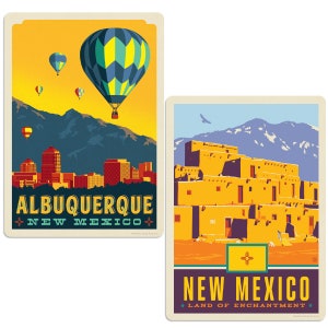 Sticker Set; Albuquerque New Mexico Hot Air Balloon, Set of 2, Waterproof Bumper Sticker For Suitcase, Laptop, Water Bottle, Notebook, More!