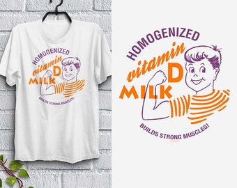 T-shirt; Homogenized Milk Vitamin D Adult Unisex 100% Cotton S-XXL