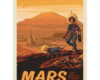 Mars Red Planet  Space Travel Wall Decal, Peel and Stick Graphic