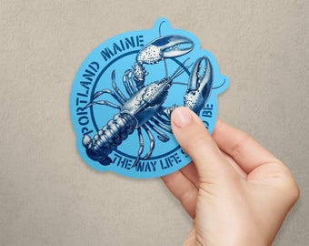 Blue Lobster Vinyl Sticker, Portland Maine Die Cut Decal