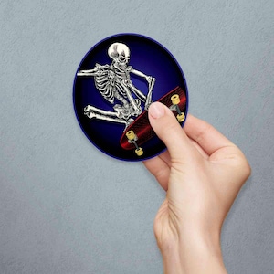 Skateboarding Skeleton Die Cut Vinyl Sticker, Skateboard Lovers, Extreme Sport Bumper Stickers